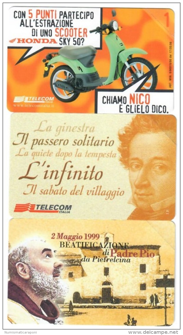 Italia Padre Pio - L'infinito - Honda 3 Schede Telefoniche 30000 Lire Cod.schede.087 - Collections
