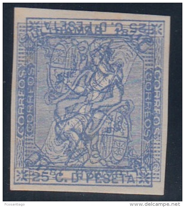 ESPAÑA 1873 - Edifil #135 Azul - Doble Impresión Invertida - Ongebruikt