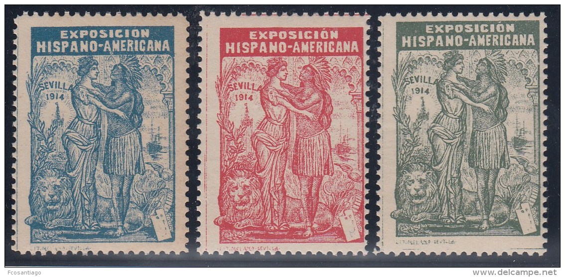 ESPAÑA/SEVILLA 1914 - VIÑETAS  EXPOSICION HISPANO AMERICANA - Fantasie Vignetten