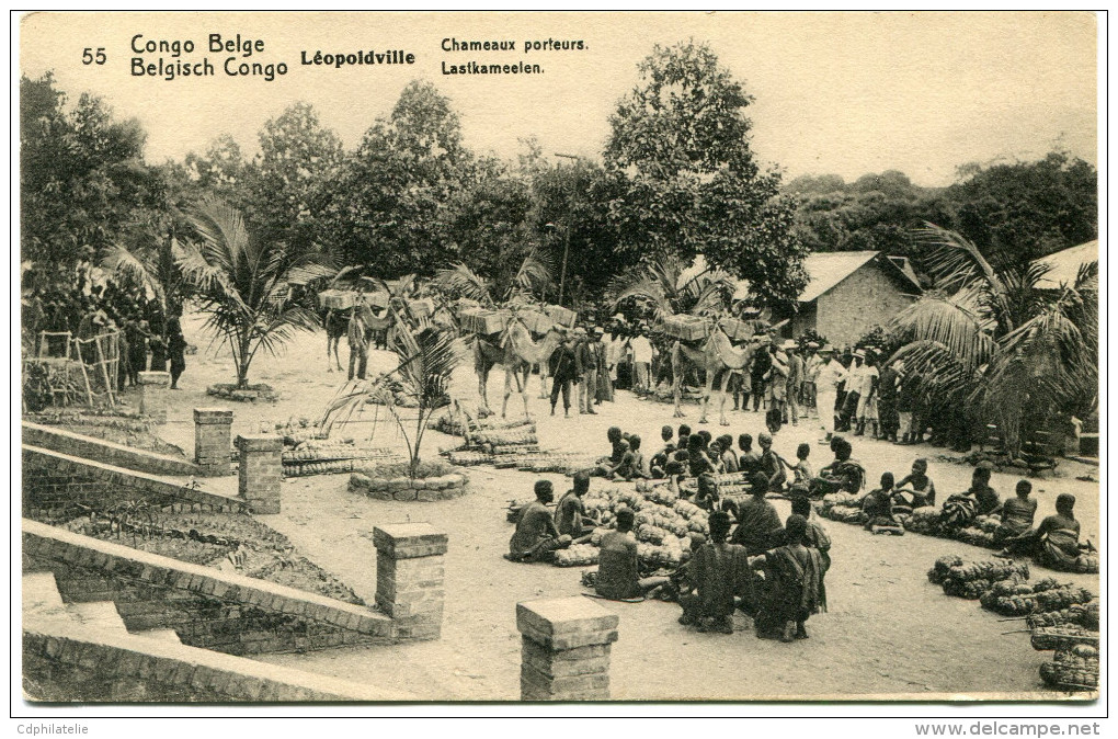 CONGO BELGE CARTE POSTALE ENTIER NEUF N°55 LEOPOLDVILLE CHAMEAUX PORTEURS - Stamped Stationery