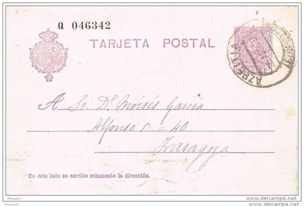 18311. Entero Postal AZPEITIA (Guipuzcoa) 1928. Alfonso XIII Vaquer, Edifil Num 57na - 1850-1931