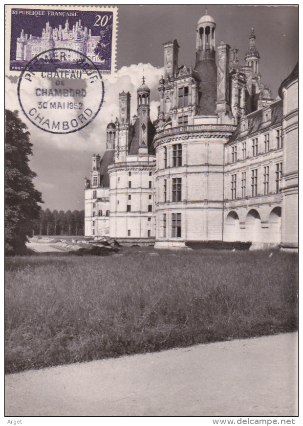 Carte-Maximum FRANCE  N° Yvert 924 (CHÂTEAU De CHAMBORD) Obl Sp 1er Jour (Ed Monuments Historiques)  RR - 1950-1959