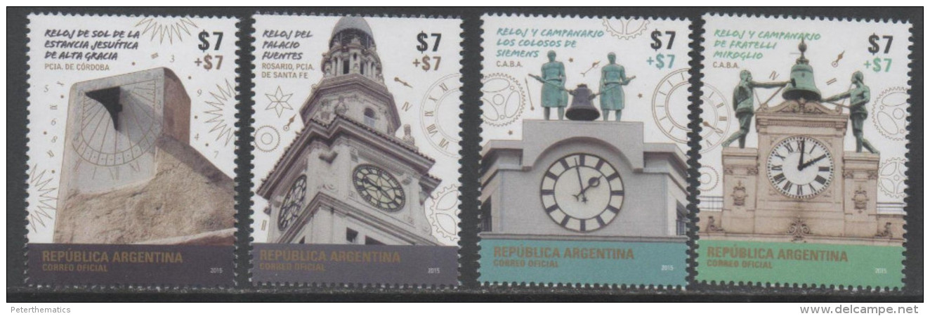 ARGENTINA, 2015, MNH, CLOCKS, CLOCK TOWERS,  4v - Horlogerie