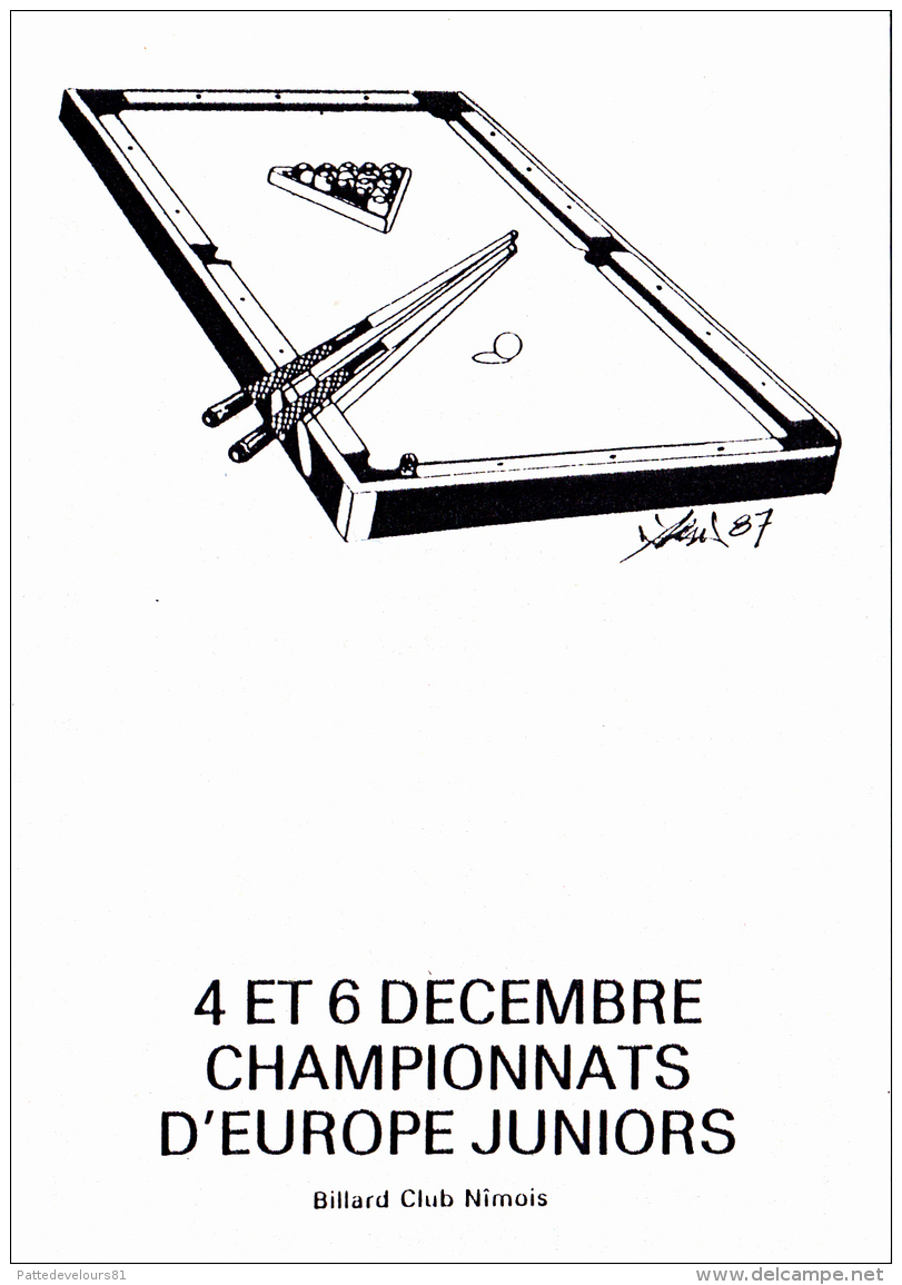 CPM  Jeu Billard Billiard Championnats D' Europe Juniors 1987 Billard Club Nimois Illustrateur - Other & Unclassified