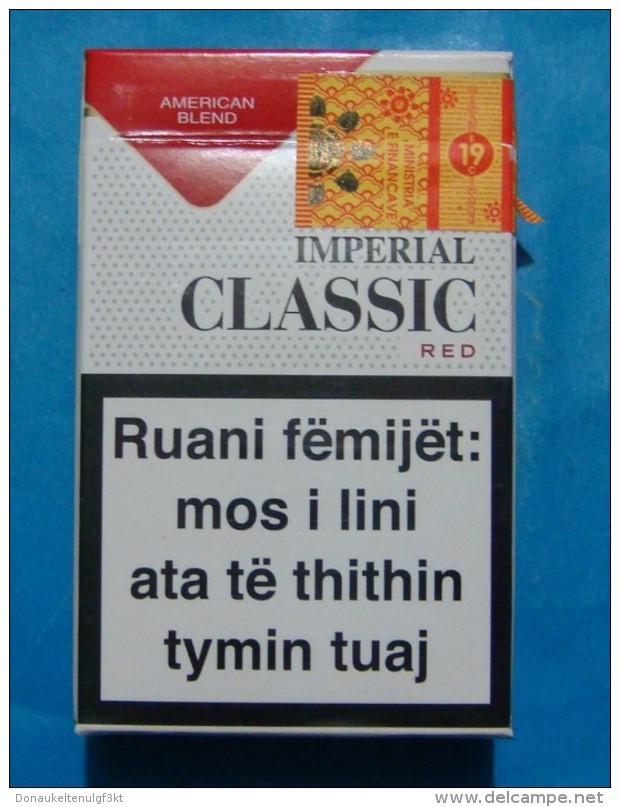 IMPERIAL CLASSIC EMPTY HARD PACK CIGARETTE BOX EDITION WITH ALBANIA FISCAL STAMPS, RARE - Boites à Tabac Vides