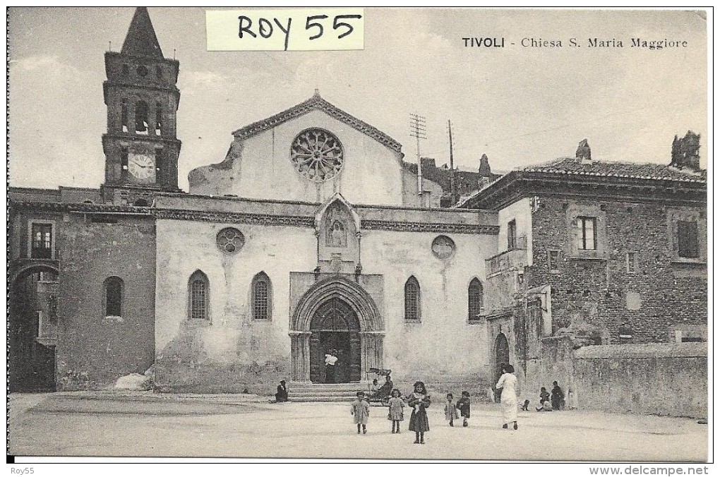 Lazio-tivoli Veduta Piazzale Chiesa S.maria Maggiore Animata Primi 900 - Tivoli