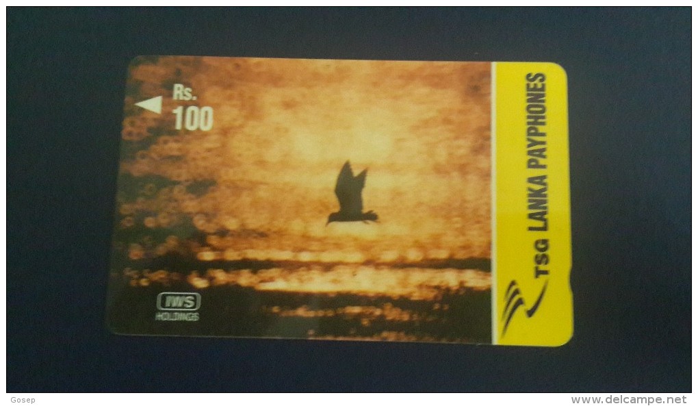 Sri Lanka-(44srlf)-flying Bird At Sunset Gpt-(rs.100)-used Card+1card Prepiad Free - Sri Lanka (Ceylon)