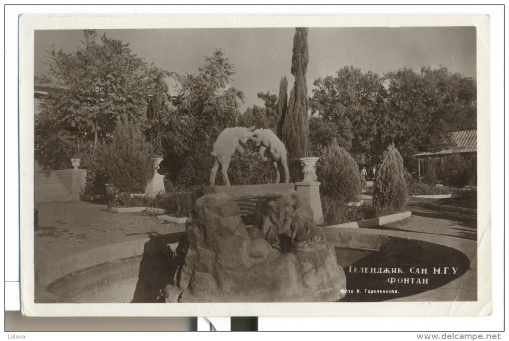 USSR 1955 Russia Gelendzhik Fountain Monument To The Fighting Rams RPPC 25000pcs - Monuments