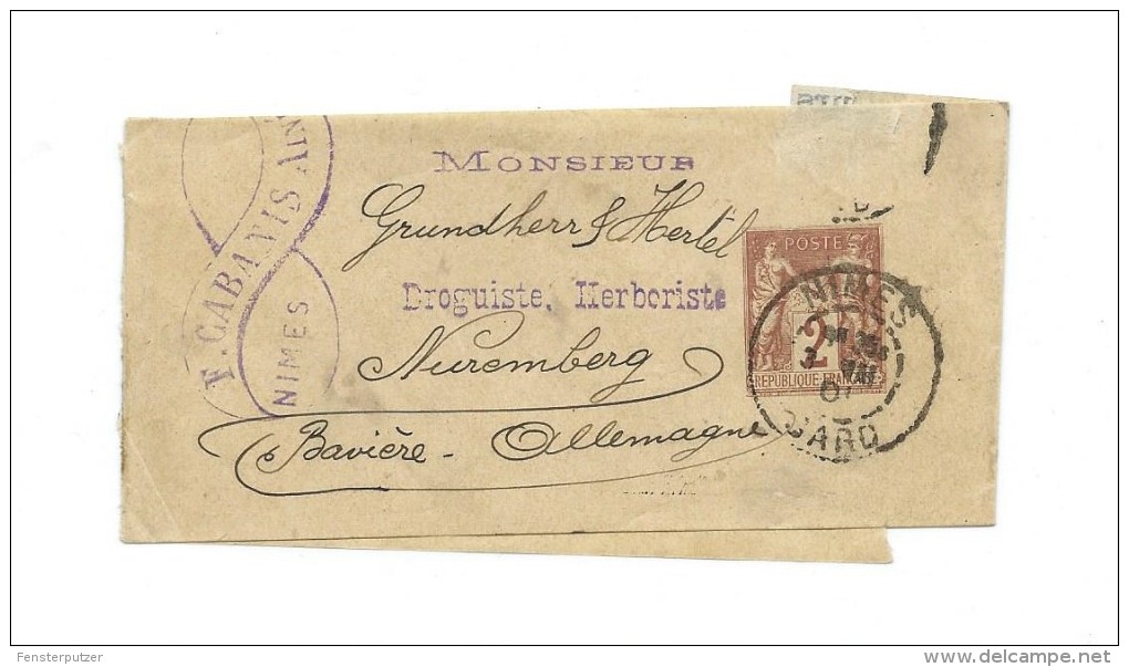 Ganzsache  Bandschleife Um 1901 ? - Echt Gelaufen - Nach Nürnberg - 1 Zusätzlich Aufgeklebte Briefmarke Wurde Entfernt - Bandes Pour Journaux