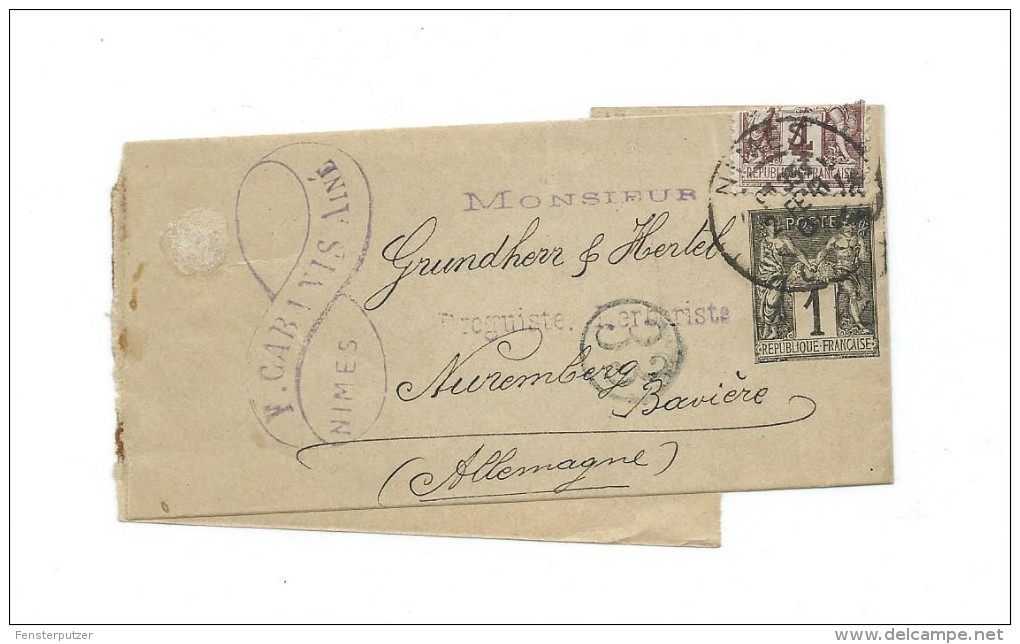 Ganzsache  Bandschleife Um 1901 ? - Echt Gelaufen - Nach Nürnberg - 1 Zusätzlich Aufgeklebte Briefmarke - Bandes Pour Journaux