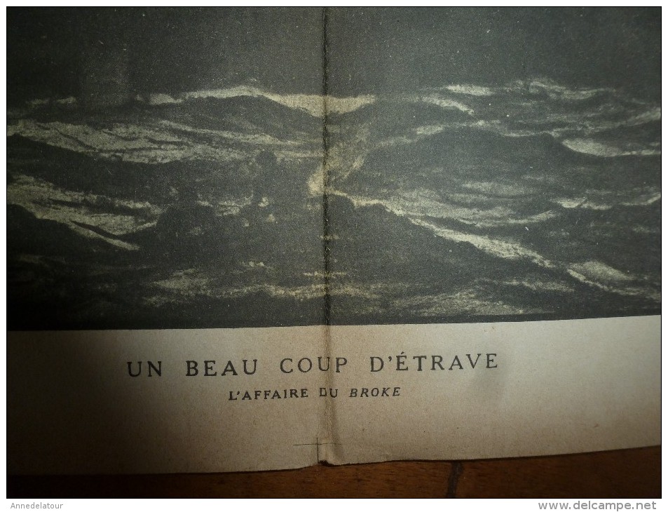 Guerre Navale Grav. Cecil King : L'AFFAIRE DU BROKE (Un Beau Coup D'étrave)  (dim. Document = 50cm X 33cm - Boats