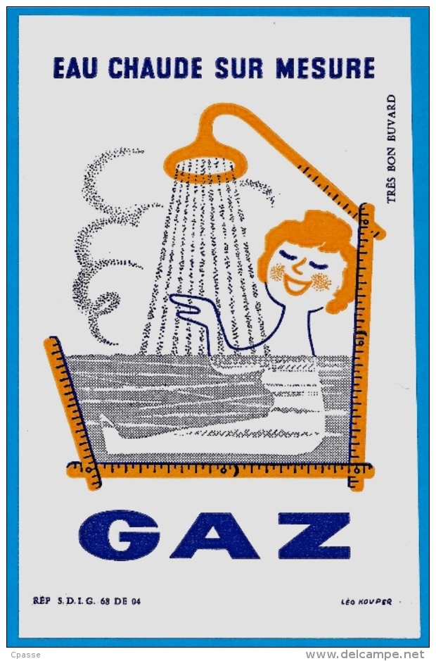 BUVARD GAZ "Eau Chaude Sur Mesure" Graphisme Illustrateur Peintre Affichiste Léo KOUPER Pub Publicité - Electricité & Gaz