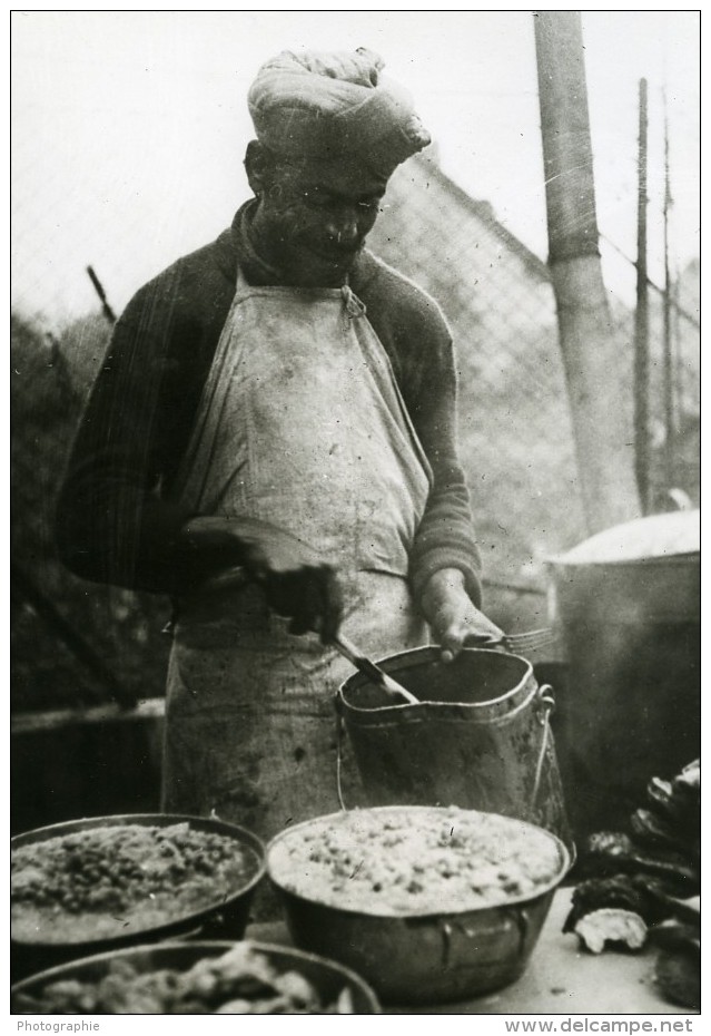 France WWII Preparation Du Couscous Chez Les Tirailleurs Marocains Ancienne Photo 1939 - Professions