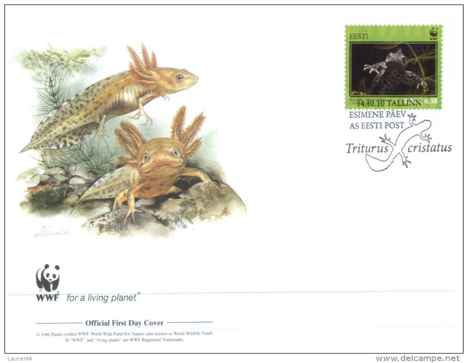 (2222) WWF set of FDC cover  - Estonia - Salamander