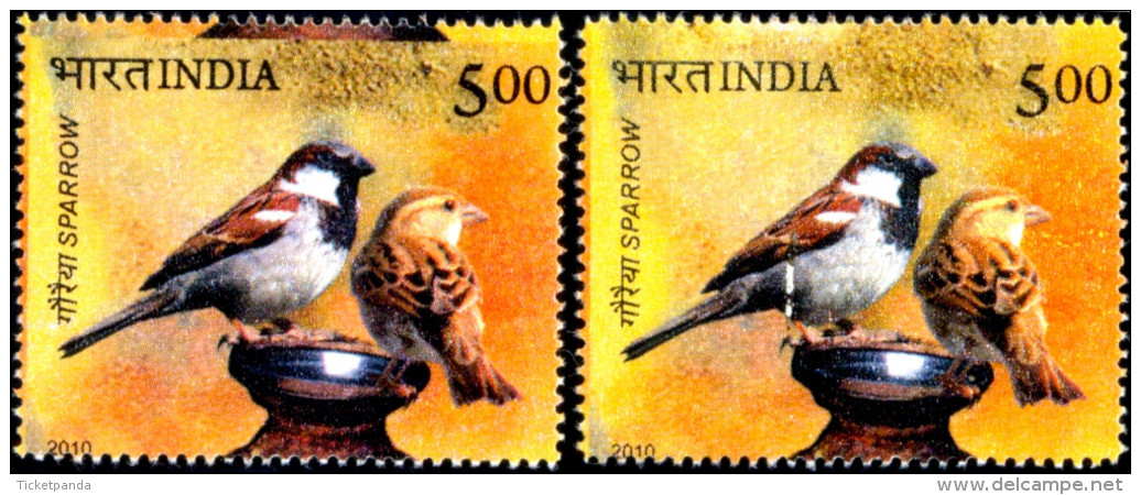 BIRDS-SPARROWS-ERROR-INDIA-2010-MNH-TP-225 - Sparrows