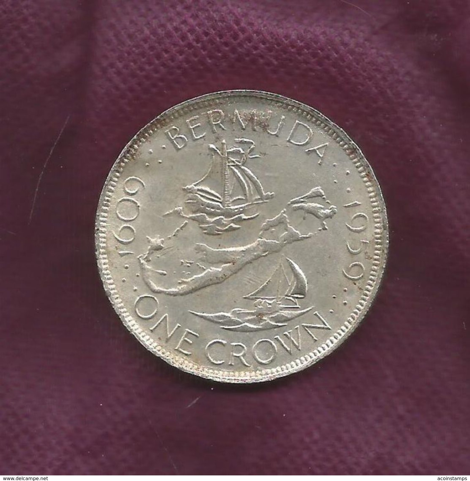 BERMUDA REPLICA COIN ONE CROWN 1959, Diameter 40 Mm,weight 18.91 Gram - Bermudes