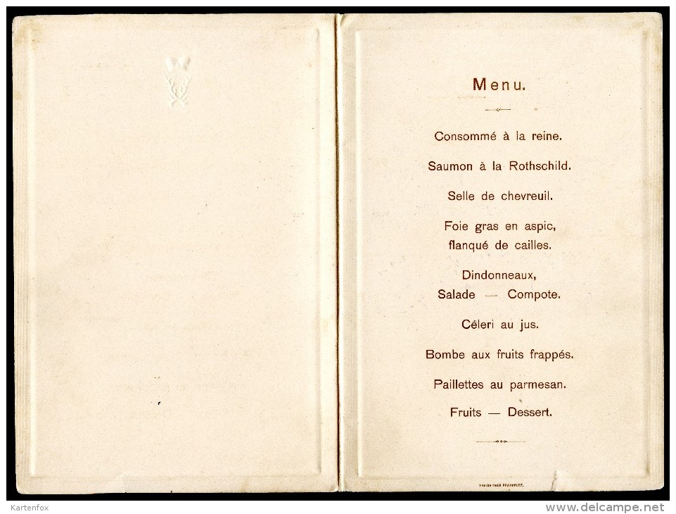 Marie-Louise, Comtesse Zu Dohna, Taufe, Menükarte, 16.9.1906,Gräfin, Schlodien - Menus