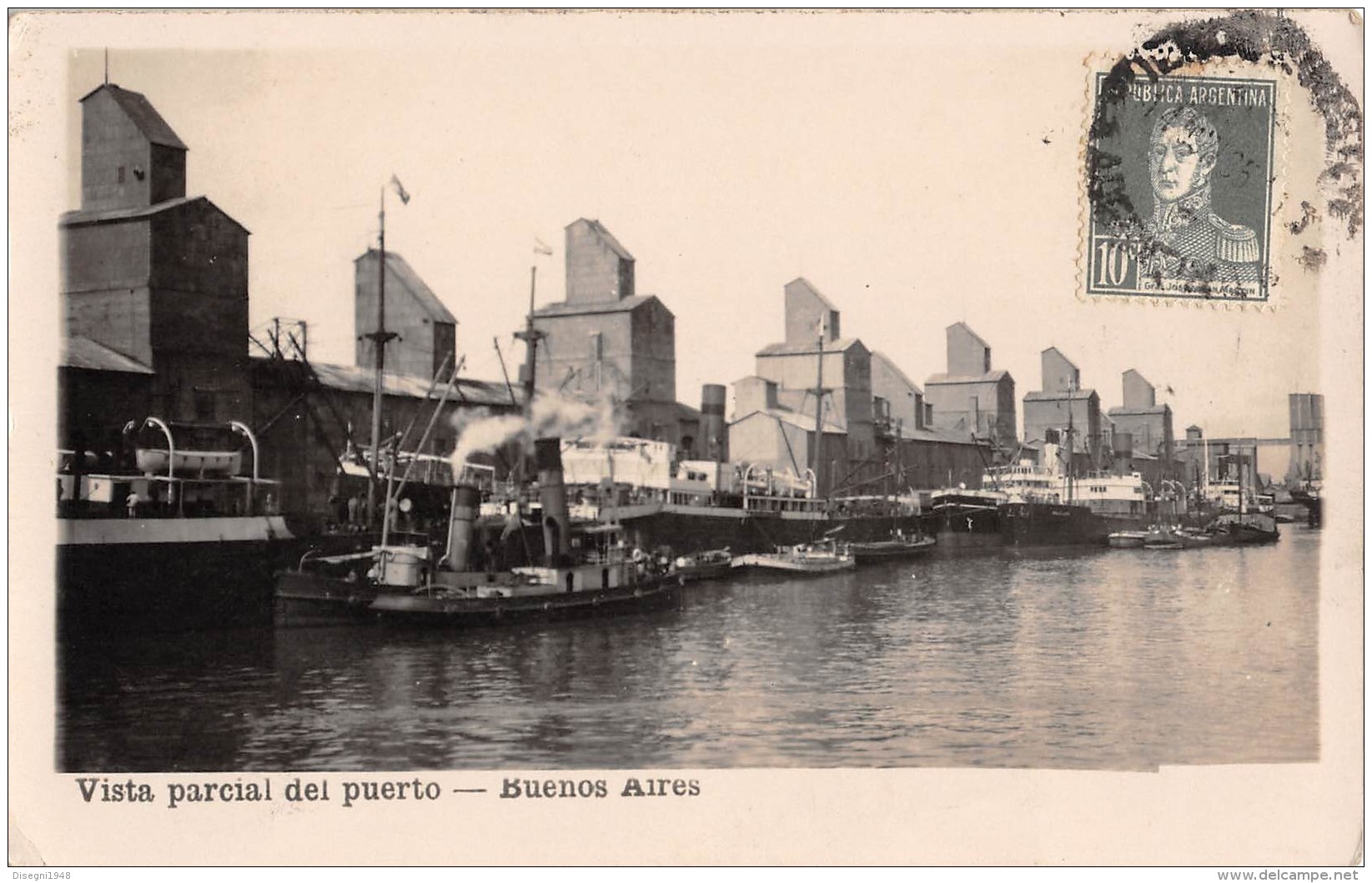 05652 "REP. ARGENTINA - BUENOS AIRES - VISTA PARCIAL DEL PUERTO" CART. POST. ORIG.  SPEDITA 1935 - Argentine