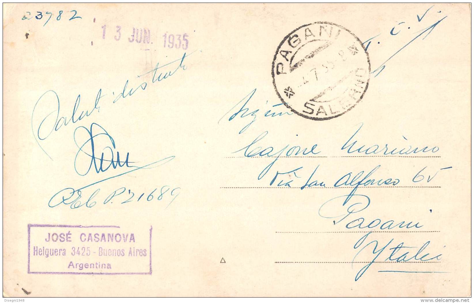 05652 "REP. ARGENTINA - BUENOS AIRES - VISTA PARCIAL DEL PUERTO" CART. POST. ORIG.  SPEDITA 1935 - Argentine