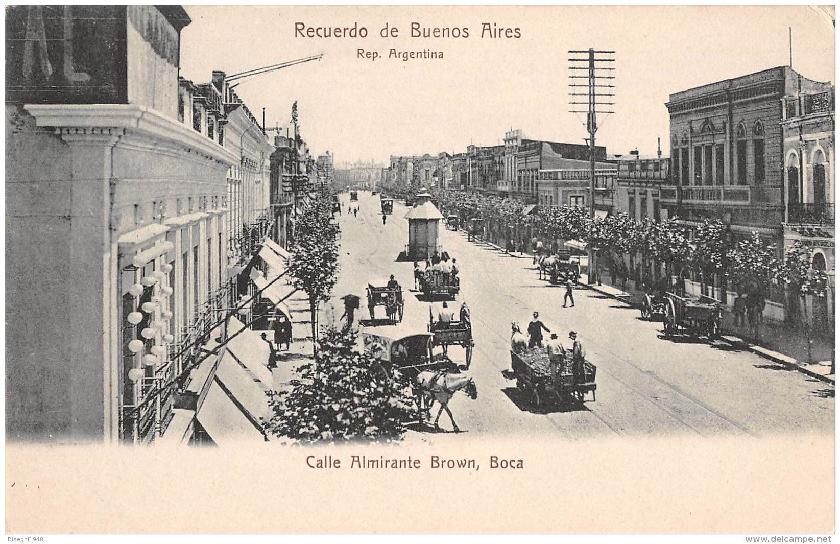 05654 "REP. ARGENTINA - BUENOS AIRES - CALLE ALMIRANTE BROWN" ANIMATA, CARRI. CART. POST. ORIG.  NON SPEDITA - Argentine