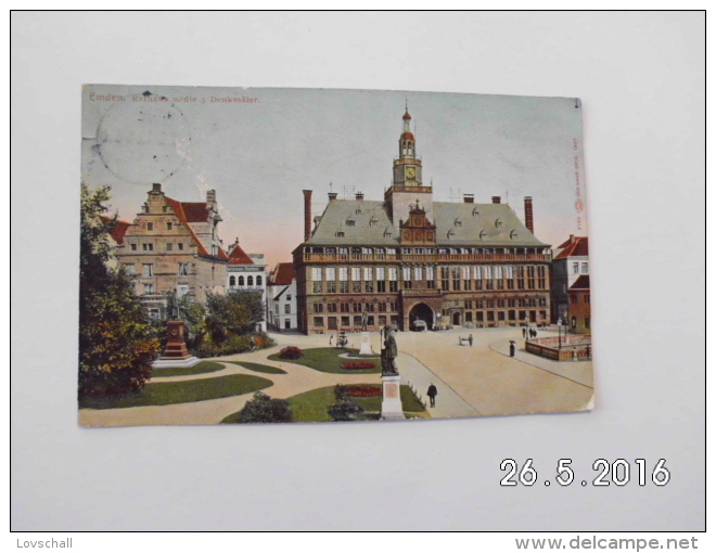 Emden. - Rathaus U. Die 3 Denkmaler, (9 - 6 - 1910) - Emden