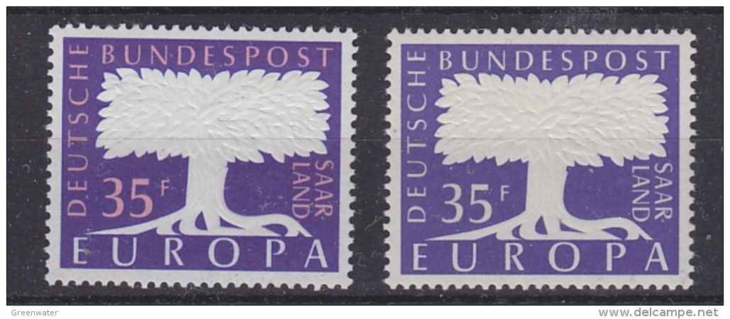 Europa Cept 1957 Saarland 35F (changed Colour) 2v See Description  ** Mnh (30317) - 1957