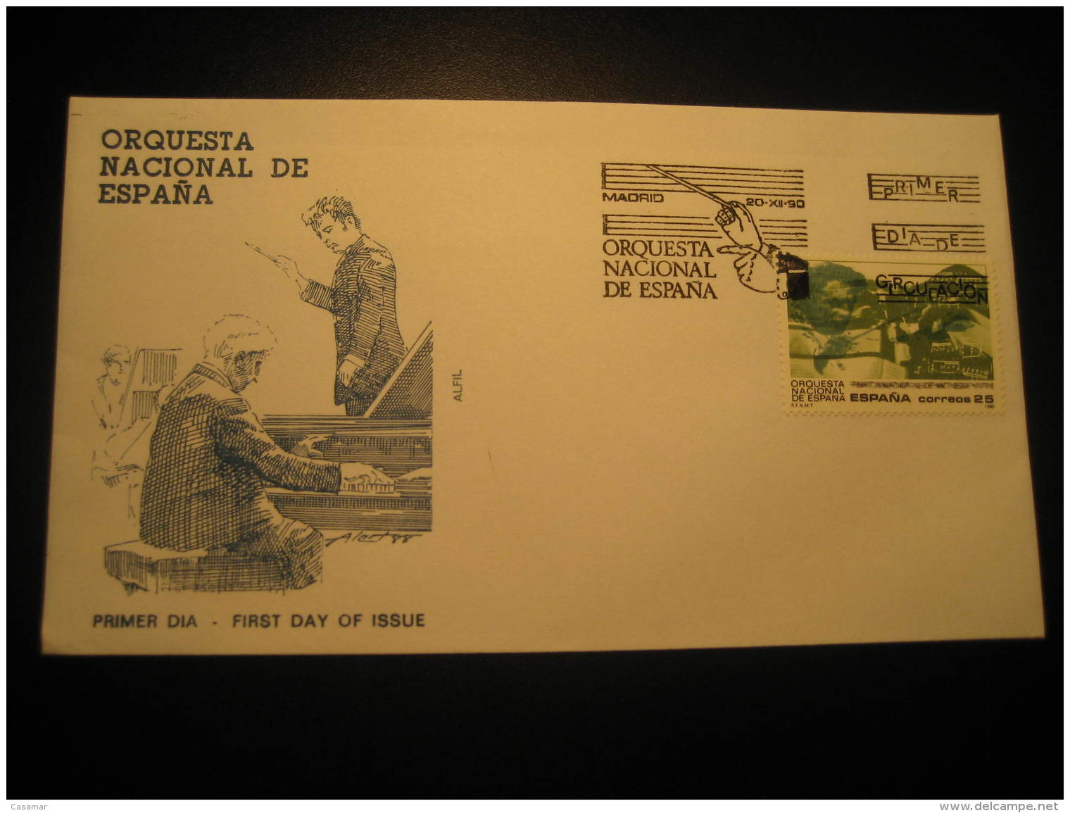 Madrid 1990 Orquesta Nacional Orchestra Music Fdc Cancel Cover Spain - Musica