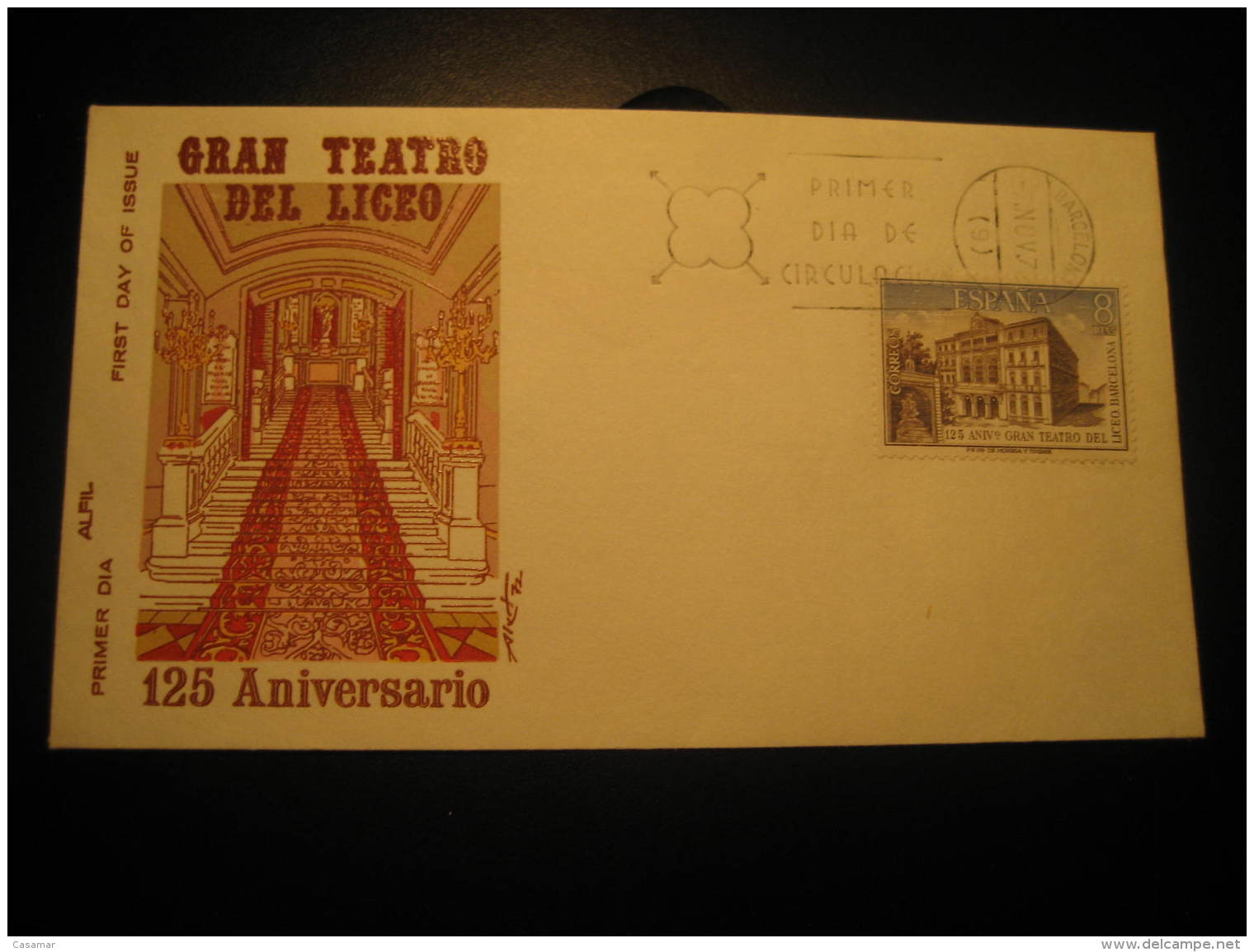 Barcelona 1972 125 Aniversario LICEO Ramblas Theater Theatre Opera Music Fdc Cancel Cover Spain - Music