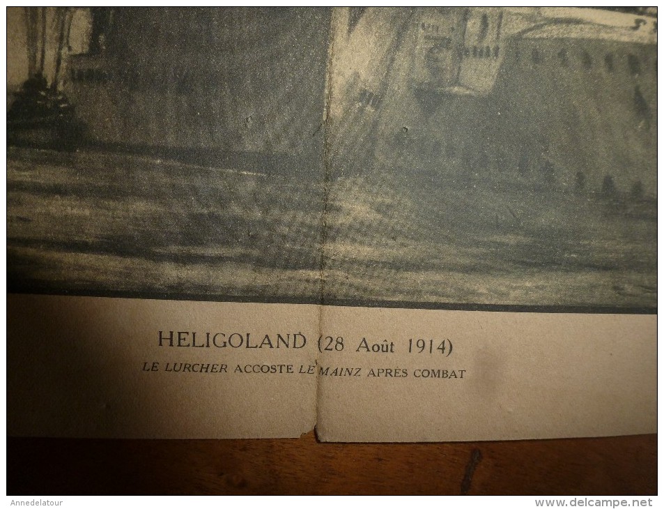 Guerre Navale Grav. Cecil King : HELIGOLAND (Le LUCHER Accoste Le MAINZ Après Combat ) (dim. Document = 50cm X 33cm - Bateaux