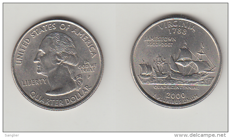 QUARTER  DOLLAR - 2000 P - VIRGINIA - 1999-2009: State Quarters