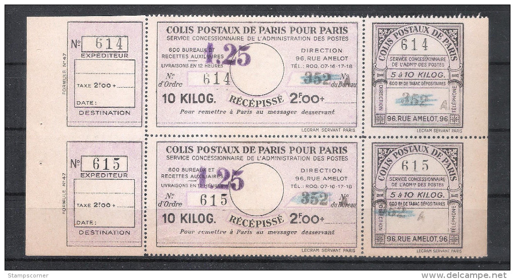 COLIS ¨POSTAUX DE PARIS POUR PARIS - MAURY N°188 BLOC DE 2 - COTE 110€ - Neufs