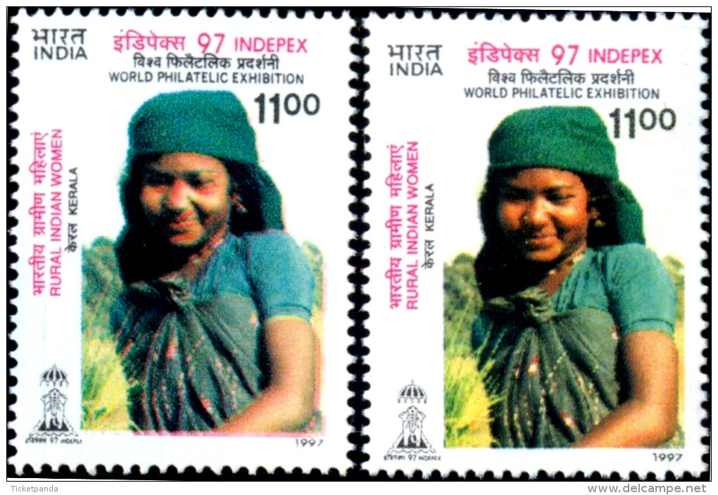 INDIAN RURAL WOMEN-KERALA STATE-MASSIVE ERROR-INDIPEX 97-INDIA-1997-MNH-TP-263 - Variétés Et Curiosités