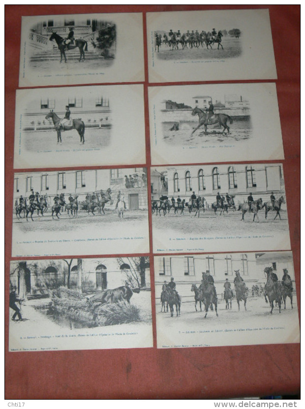 SAUMUR  1900  LOT 8 CPA N°1 A 8 / HARAS DRESSAGE EQUESTRE / TENUE ECUYER / EQUITATION  EDITEUR  C CHARIER A SAUMUR - Saumur