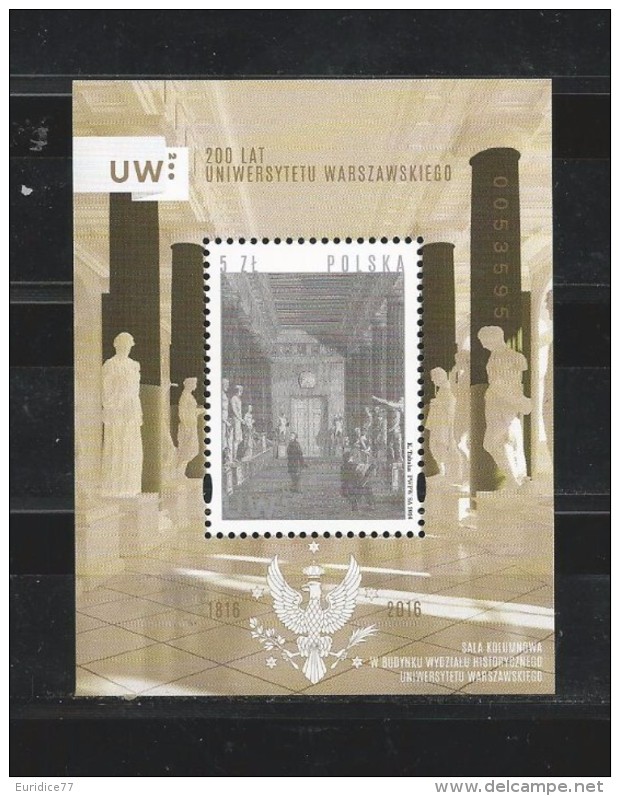 Poland 2016 - 200 Years Of The Warsaw University Sheet Mnh - Neufs