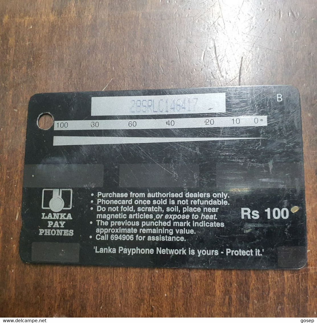 Sri Lanka-(21srlc)-black Headed Oriole-(rs.100)--(this Card With A Hole-28SRLC146417)-used Card+1card Prepiad  Free - Sri Lanka (Ceilán)