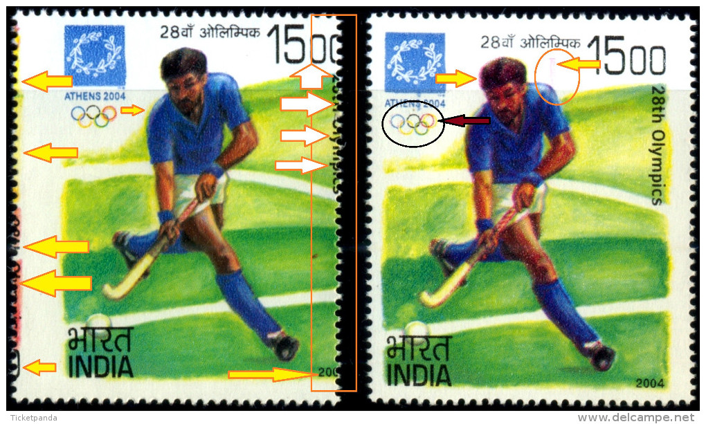 FIELD HOCKEY-ATHENS OLYMPICS-MASSIVE ERROR-SCARCE-INDIA-2004-MNH-TP-268 - Zomer 2004: Athene - Paralympics