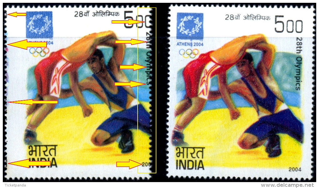 WRESTLING-ATHENS OLYMPICS-MASSIVE ERROR-SCARCE-INDIA-2004-MNH-TP-268 - Sommer 2004: Athen - Paralympics