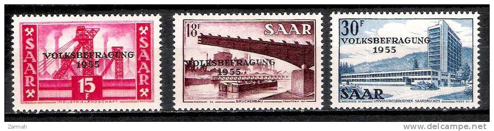 Sarre N° 344 à 346 Neufs ** - Unused Stamps