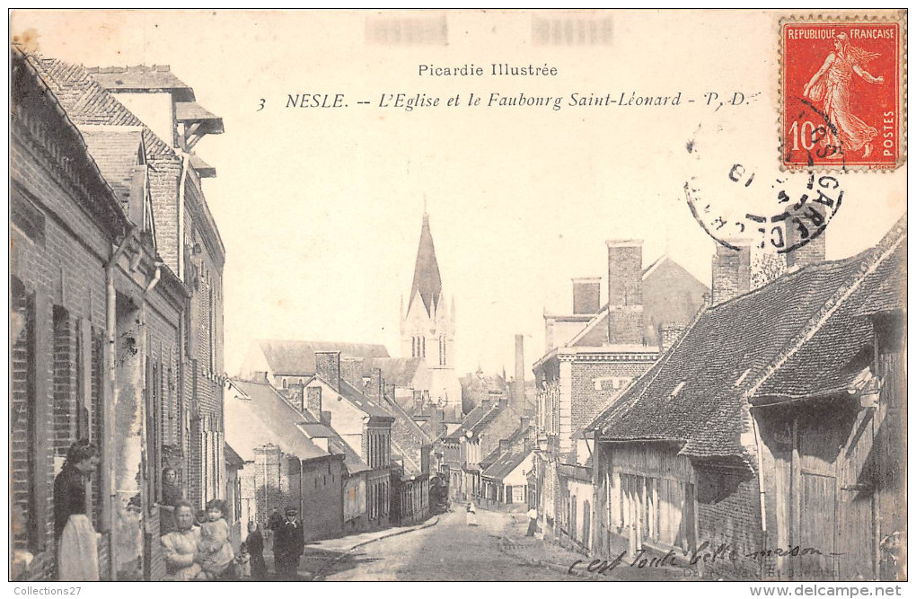 80-NESLE- L'EGLISE ET LE FAUBOURG SAINT-LEONARD - Nesle