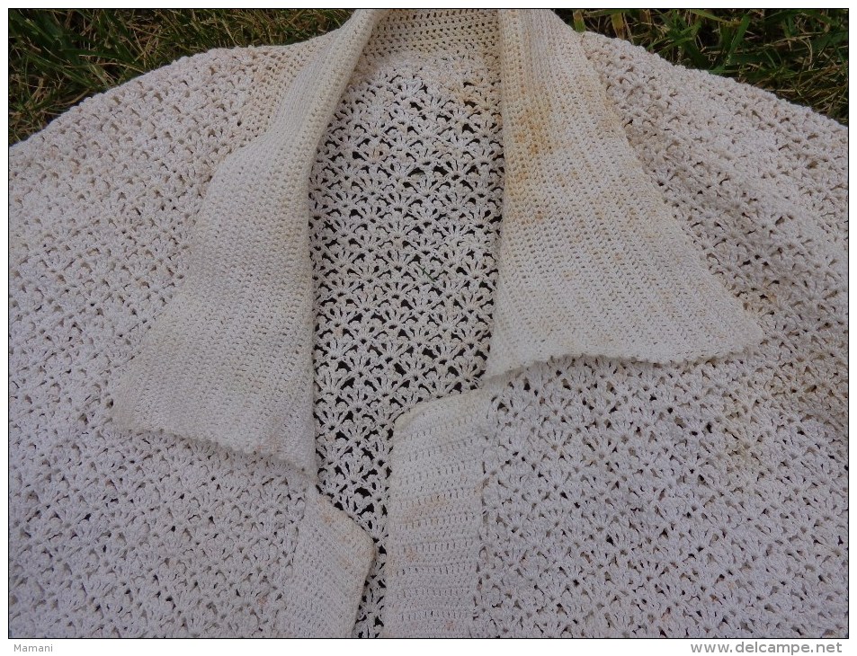 Gilet Vintage Realie Au Crochet  D'une Finesse Extreme-boutons Nacre Auteur 40cm Epaule A Epaule 31cm - 1940-1970