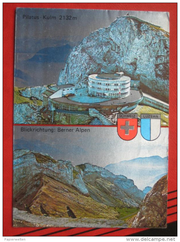 Kriens (LU) - Metallfolienkarte Zweibildkarte Pilatus Kulm - Kriens