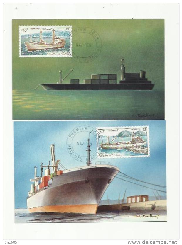 WALLIS ET FUTUNA  :  Carte Maximum : 400  401  " Navires "  Année 1990 Oblitération Mata Utu - Tarjetas – Máxima