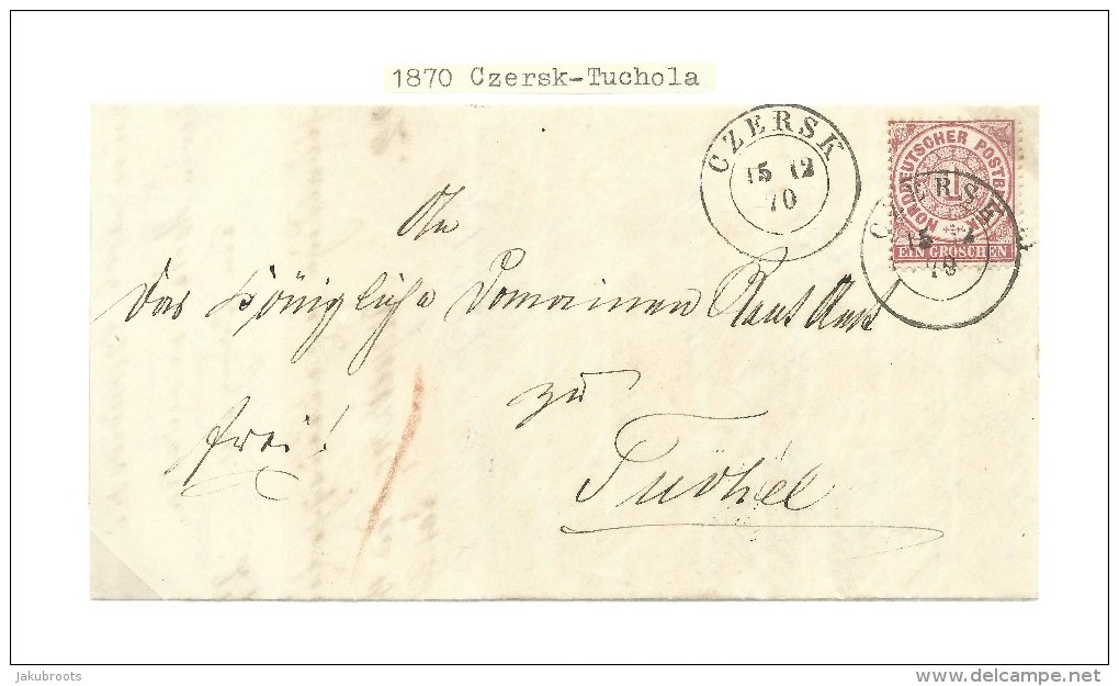 1870. ENTIRE  LETTER.  GERMAN  OCCUPATION. CZERSK--TUCHOLA . - ...-1860 Vorphilatelie