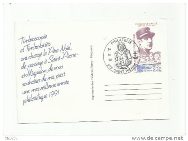 SAINT-PIERRE-et-MIQUELON  :  Entier Postal  Repiquage    30 CPa    De Gaulle - Interi Postali