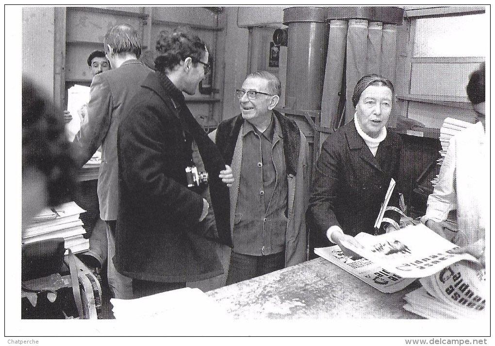 JEAN-LUC GODARD JEAN-PAUL SARTRE SIMONE DE BEAUVOIR 1970 PHOT. B. BARBERY HAZAN - Autres & Non Classés