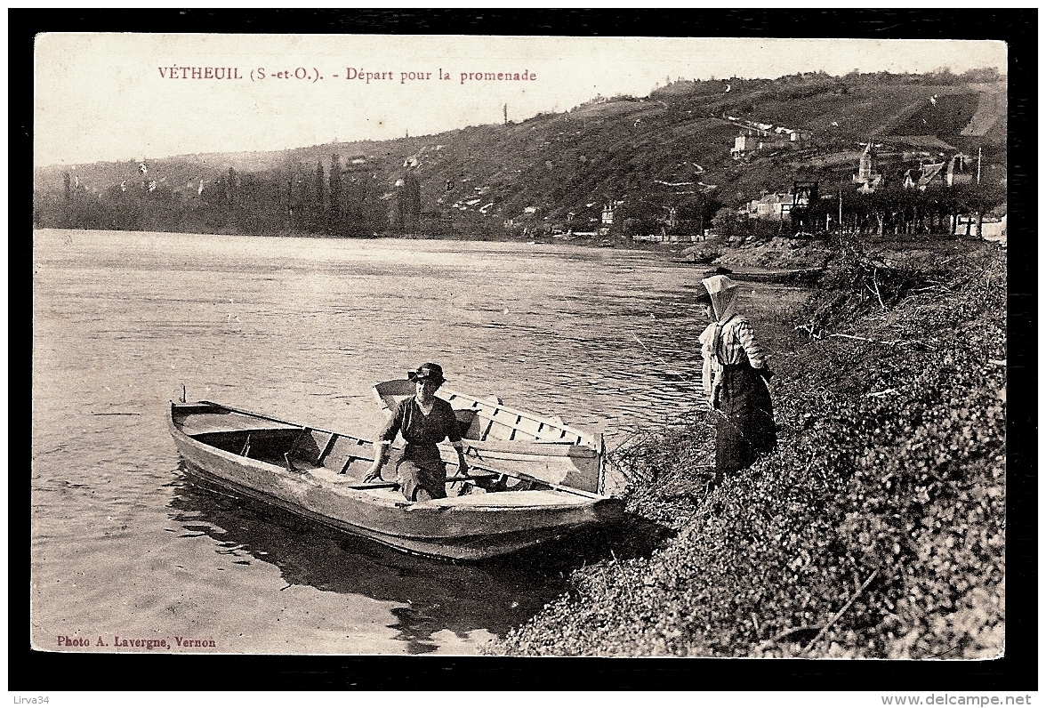 LOT 2 CPA ANCIENNES- VAURÉAL (95)- LE PORT EN ÉTÉ- BELLES ANIMATIONS GROS PLAN- BARQUE- 2 SCANS - Vauréal