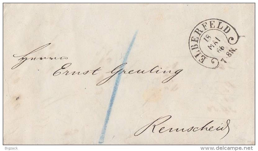 Preussen Brief Hufeisenstempel Elberfeld 18.5.1866 Gel. Nach Remscheid - Briefe U. Dokumente