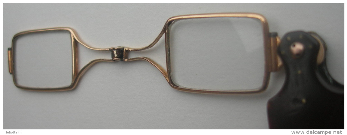 XIXème : FACE A MAIN LORGNON LUNETTES ECAILLE VERMEIL / ANTIQUE FRENCH LORGNETTE Tortoise Shell & Silver Gilt - Lunettes