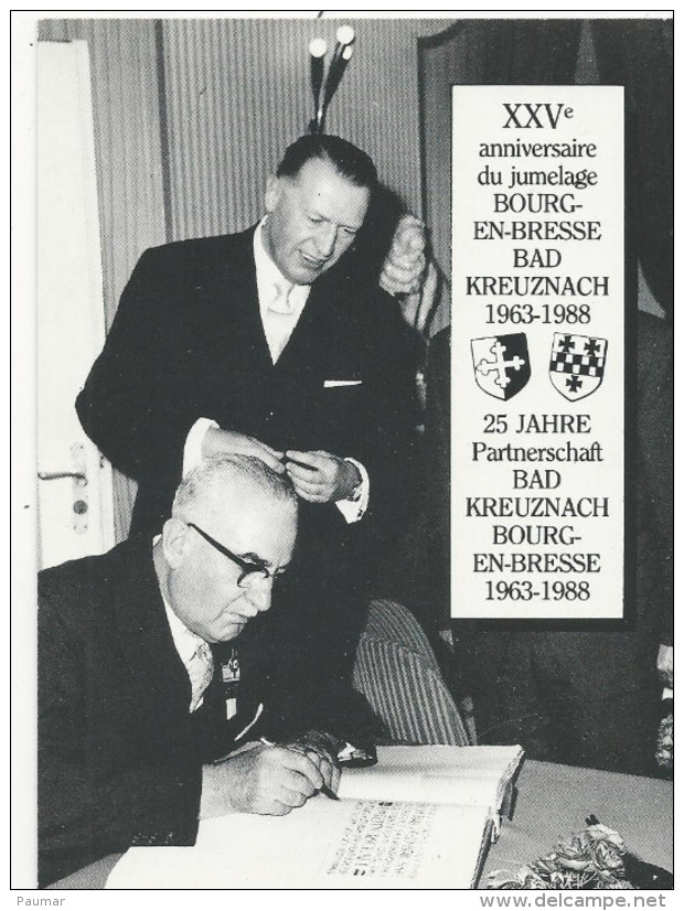 10X15   Anniversaire Du Jumelage  Bourg En Bresse Et Bad Kreuznach  1963-1988 - Inaugurations