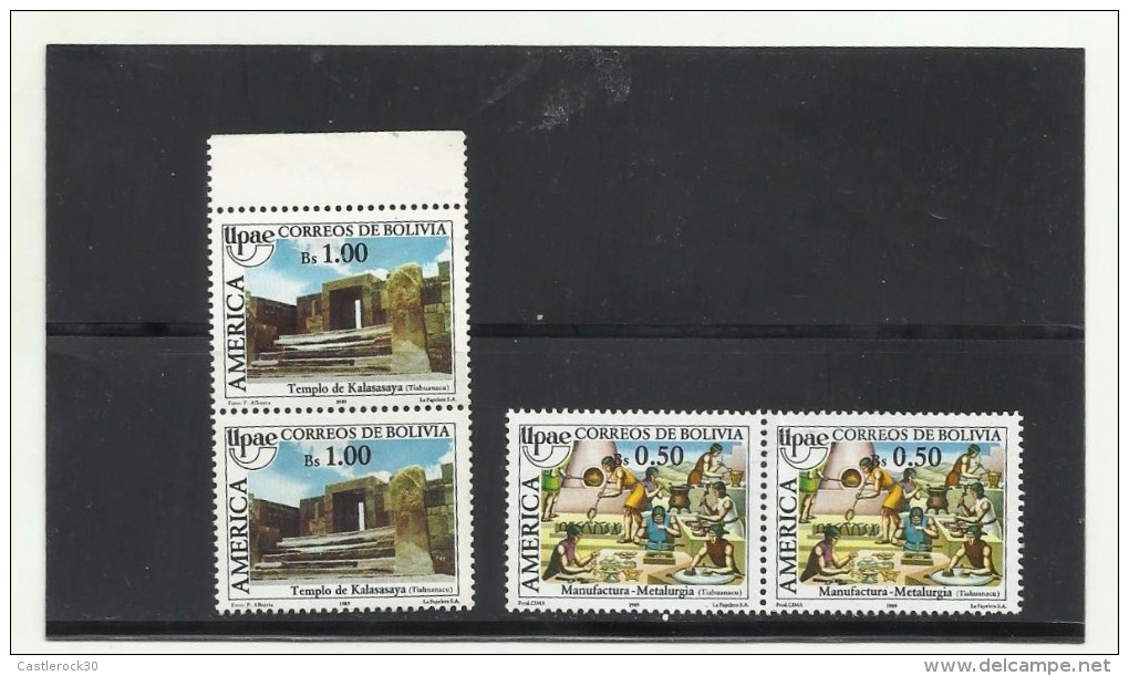 O) 1989 BOLIVIA, AMERICA UPAEP, ARCHAEOLOGY TEMPLE KALASASAYA, INDIAN CULTURE TIAHUANACO METALLURGY, SET MNH - Bolivië